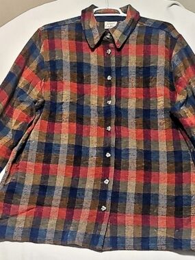 Koret City Blues Plaid Button Front Jacket in Red & Blue Like New
